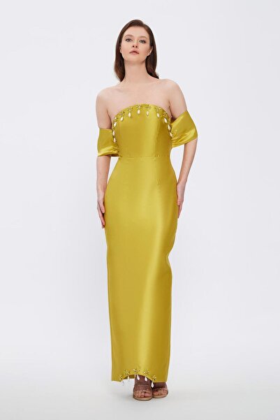 CENGIZ AKTURK Flared Cut Crepe Long Evening Dress - 2028C