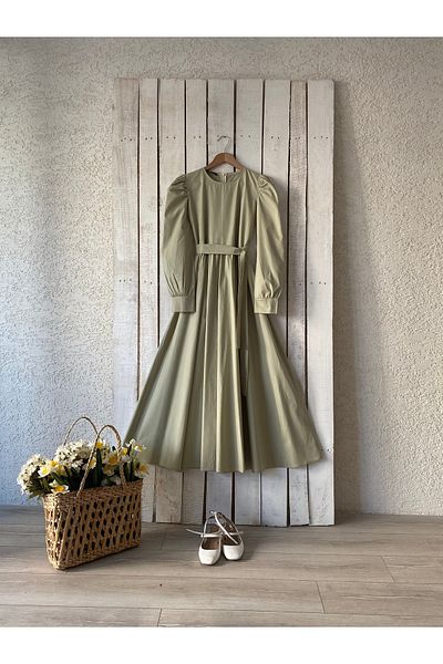 KÜÇÜĞÜM BUTİK Rochie lungă din popelină verde moale