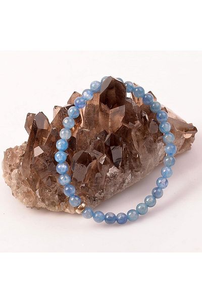 Taş Sandığı Kyanite Stone Bracelet - 6 mm with Silver Apparatus