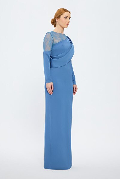 CENGIZ AKTURK Long Sleeve Lace Embroidered Long Evening Dress - 1036C