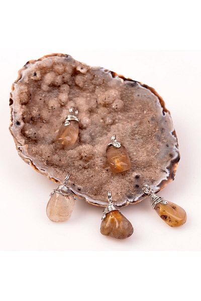 Taş Sandığı Rutilli Quartz Stone Unshaped Necklace - Golden Rutil
