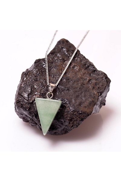 Taş Sandığı Aventurine Stone Triangle Necklace