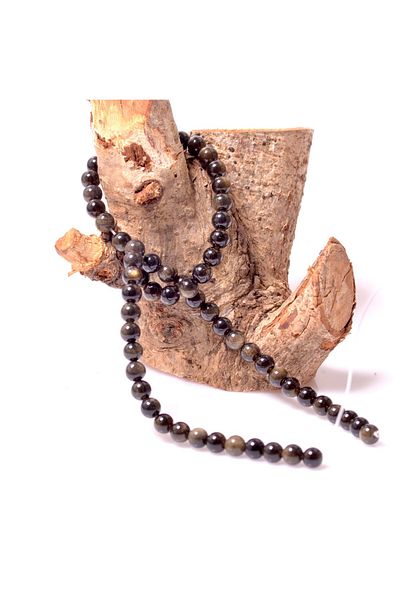 Taş Sandığı Obsidian Stone String - 6 mm Golden Obsidian