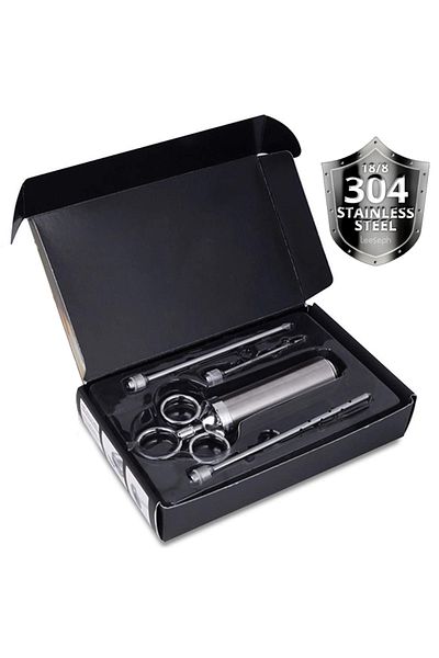 Choice black Leeseph 304-Stainless Steel Meat Injector Syringe with 3 Marinade Needles for BBQ Grill Smoker