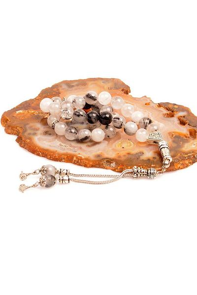 Taş Sandığı Rutil Quartz Stone Rosary - 8 mm