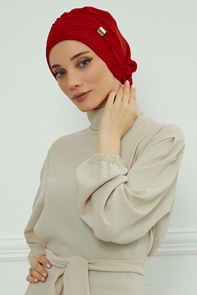 Aisha's Design Turban din șifon gata cu accesorii, HT-95S, HT-95S, roșu