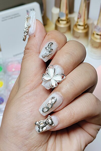 Easy Beauty Protez Tırnak 10 Adet El Yapımı Kısa Takma Tırnak Seti Yapıştırıc...