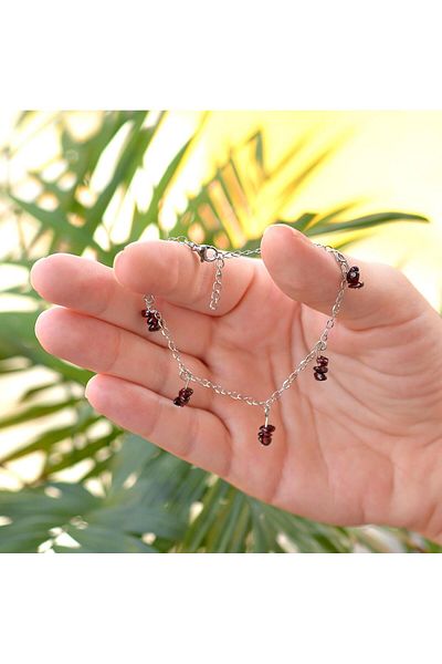 Taş Sandığı Garnet Stone Bracelet - Black Chain (Garnet Stone)