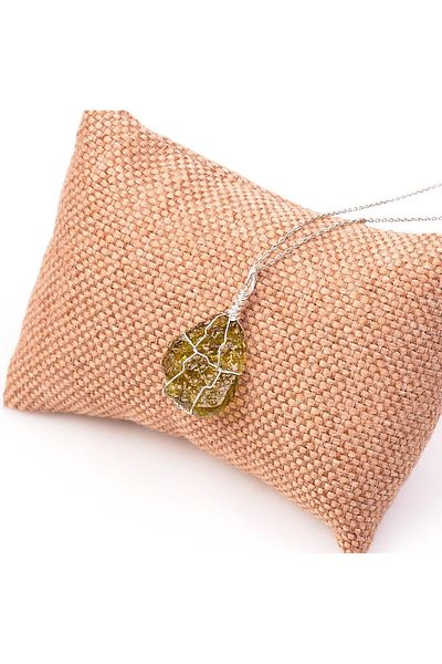 Taş Sandığı Moldavite Stone Silver Necklace