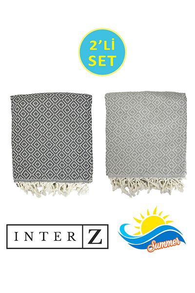 INTER Z Σετ 2 πετσέτες Peshtemal & Beach - 100% βαμβάκι, XXL 90x170cm, Bodrum