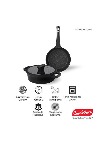 Ceraware Vetta 3 Parça Megastone Kaplama Yapışmaz 24 cm tava + 20 cm derin Te...