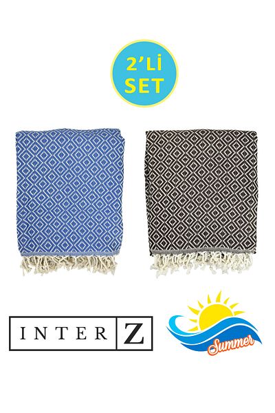 INTER Z Σετ 2 πετσέτες Peshtemal & Beach - 100% βαμβάκι, XXL 90x170cm, Bodrum