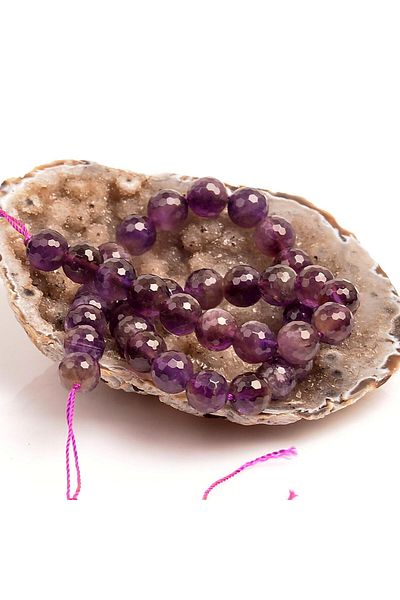 Taş Sandığı Amethyst Stone String (10 Mm) - Facet Cut -
