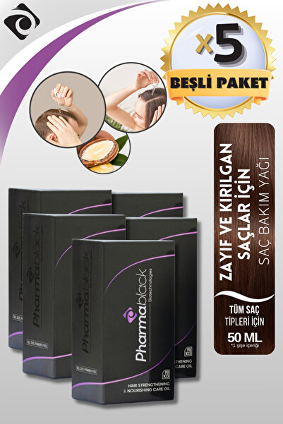 Pharmablack Dökülme Karşıtı, Hızlı Saç Uzatma, Besleyici Ve Onarıcı Saç Bakım Yağı 50 Ml 5 adet