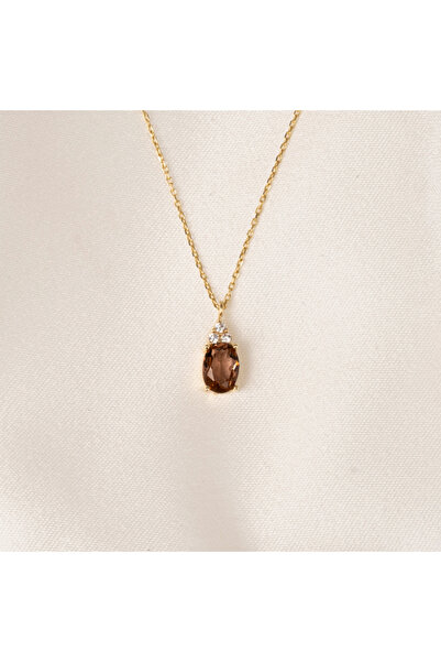 FasekGold Gümüş Kolye - Oval Zultanit Taşlı 925 Ayar Gümüş Kolye