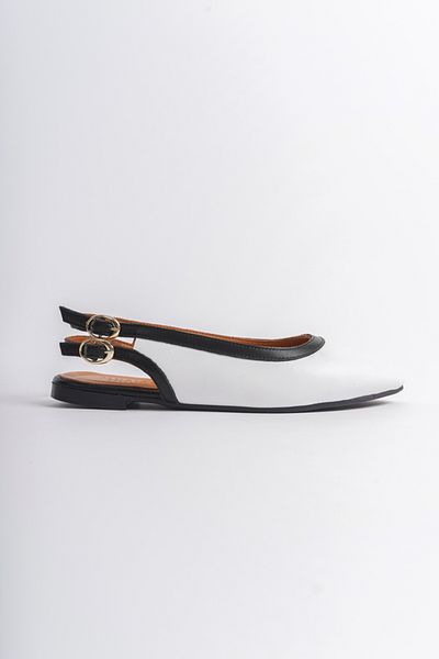 Mubiano Collection Balerini de damă din piele naturală alb/negru -mcmng2426-bs