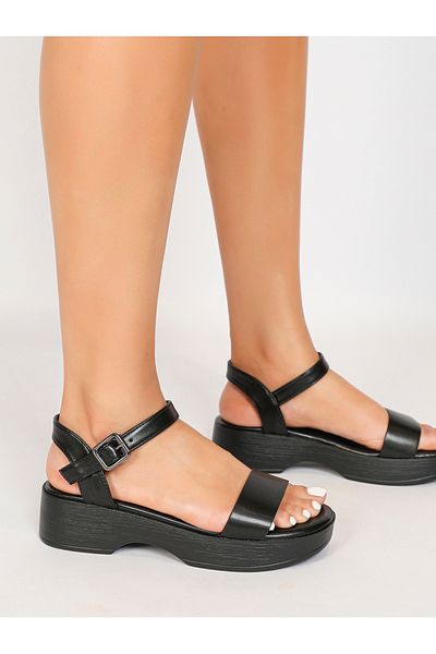 Sneak-a-Peek By Styli Single Band Ankle Strap Flatform Sandals