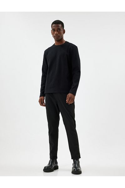 Koton Crew Neck - Textured Cotton Blend Sweater