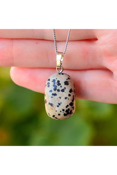 Taş Sandığı Jasper Stone Unshaped Necklace - Dalmatian Jasper