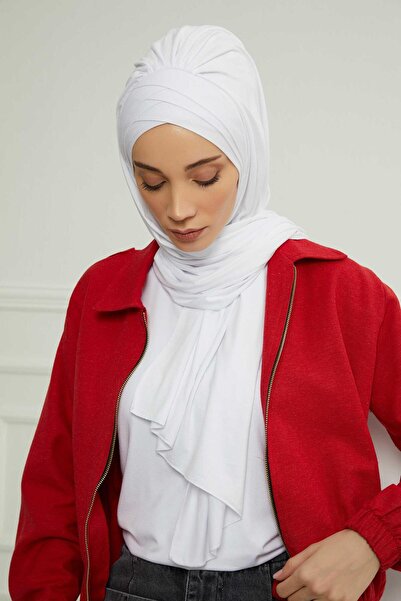 Aisha's Design Πρακτικό χτενισμένο σάλι πολλαπλών σταυρωτών βελονιών, PS-41, Λευκό