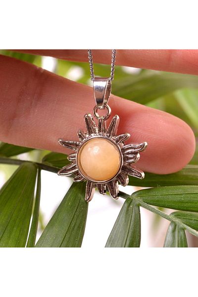 Taş Sandığı Sun Necklace - Calcite Stone Detailed