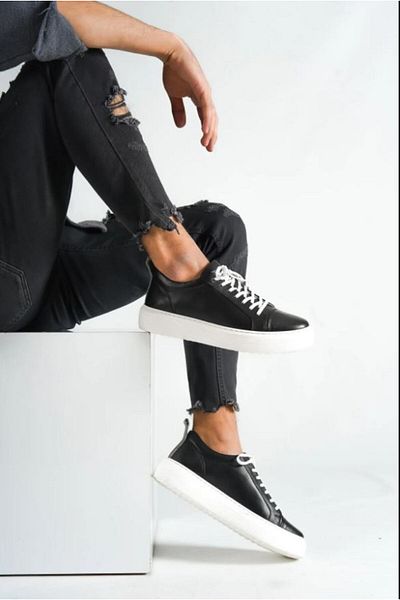 Mubiano M3-sb Black/white Genuine Leather Men's Sports Shoes & Sneakers