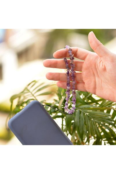 Taş Sandığı Amethyst Stone Phone Strap - Pink Quartz Bracelet Gift