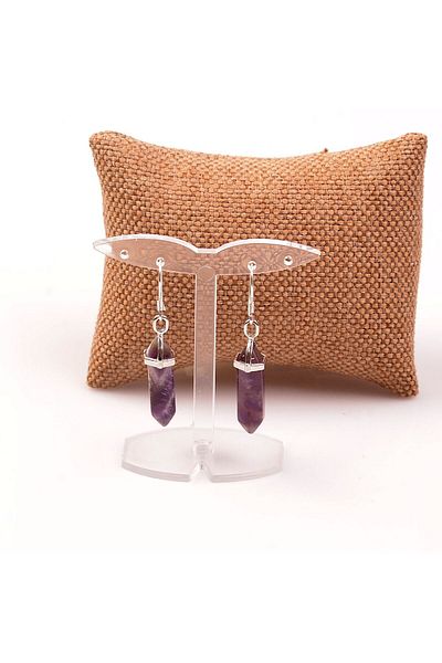 Taş Sandığı Amethyst Stone Earrings - Silver Crab
