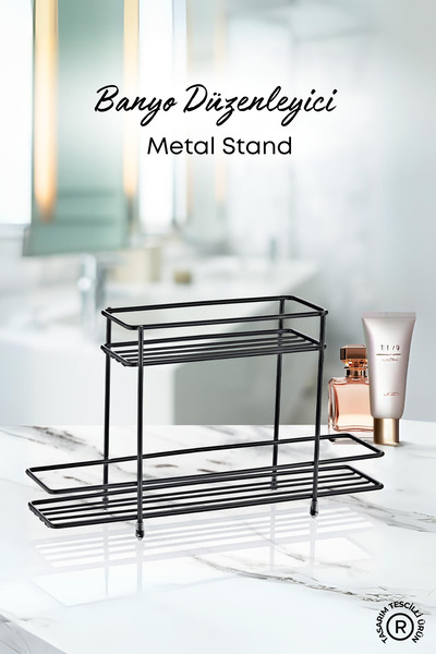 grimorlife 2-рівневий металевий стенд для ванної кімнати, органайзер для косм...