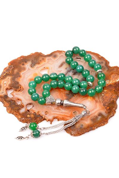 Taş Sandığı Green Agate Stone Rosary - 8 Mm