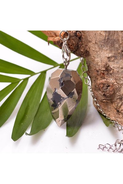 Taş Sandığı Facet Cut Pyrite Stone Pandula - Pendulum