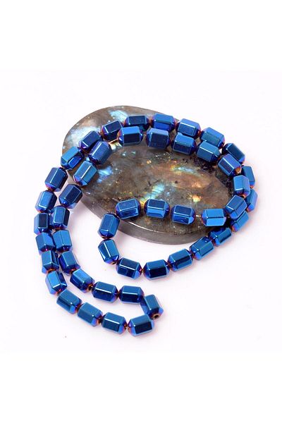 Taş Sandığı Hematite Stone String 6*8 Mm Blue Color