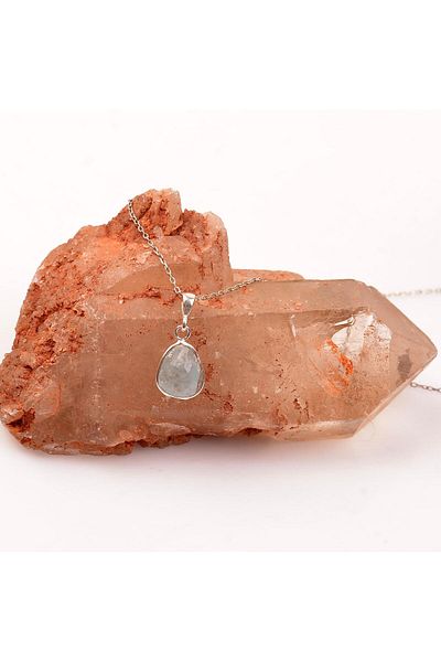 Taş Sandığı Labradorite Stone Silver Necklace - Small Size