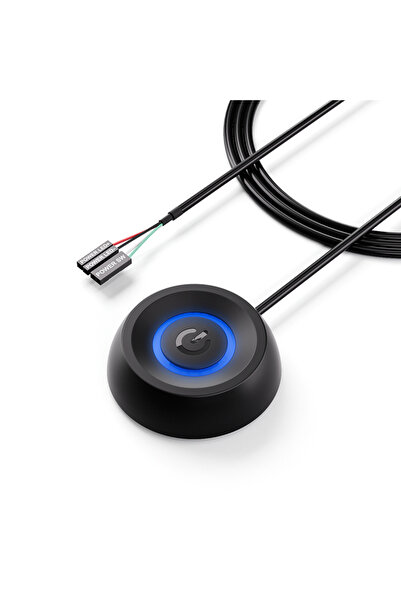 Choice مفتاح تشغيل/إيقاف كمبيوتر مكتبي أسود من TEUCER X3 بطول 1.8 متر مع ضوء LED، مزود بكابل أسود، مناسب للوحة الأم أو كوحدة تحكم خارجية.