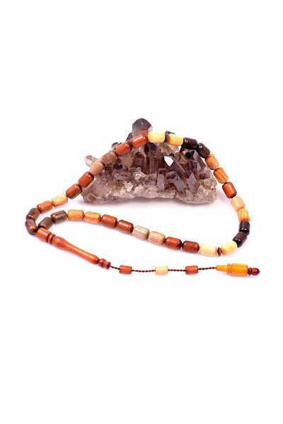 Taş Sandığı Capsule Cut Mixed Tree Rosary - 8*11 mm Domestic Trees