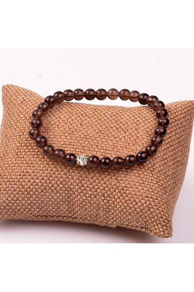 Taş Sandığı Smoky Quartz Stone Bracelet (6 Mm)