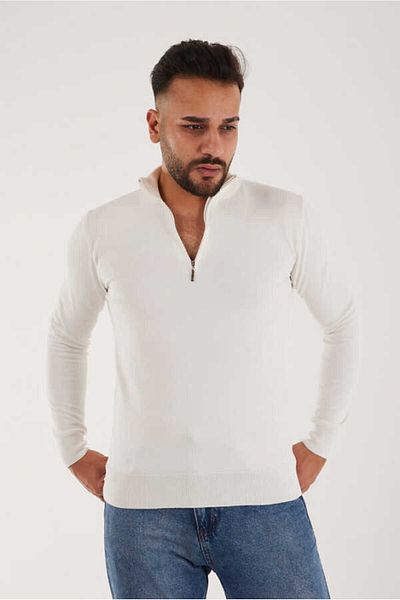KAPTAN TRİKO Men's Sweater - Half Zipper, Cotton-Viscose Mix, Waterproof, Regular Fit