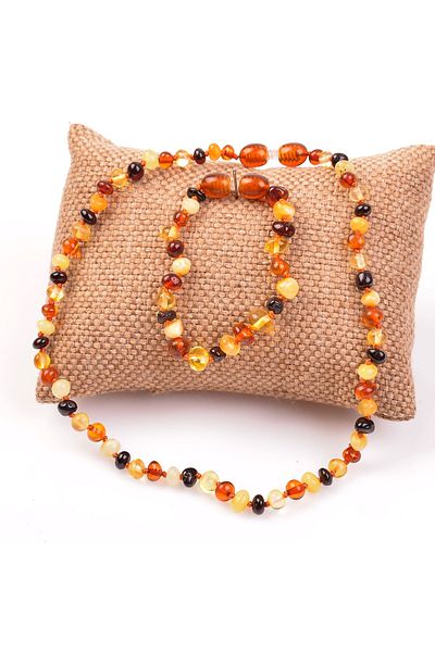 Taş Sandığı Drop Amber Necklace and Bracelet Set for Baby - Four Colors, Certified Product