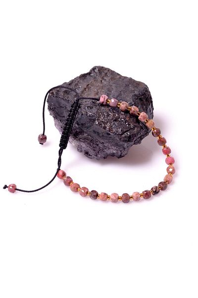 Taş Sandığı Rhodonite Stone Bracelet - Cube Cut (Adjustable)
