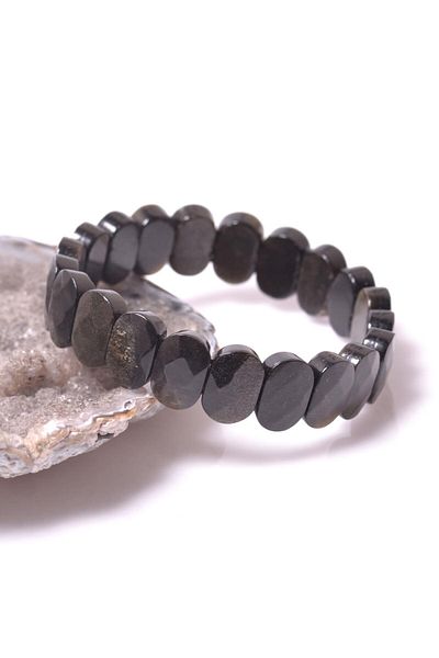 Taş Sandığı Obsidian Stone Bracelet - Faceted