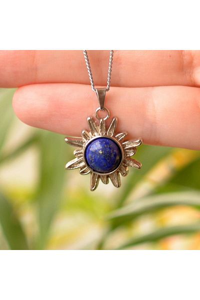 Taş Sandığı Lapis Lazuli Stone Sun Necklace