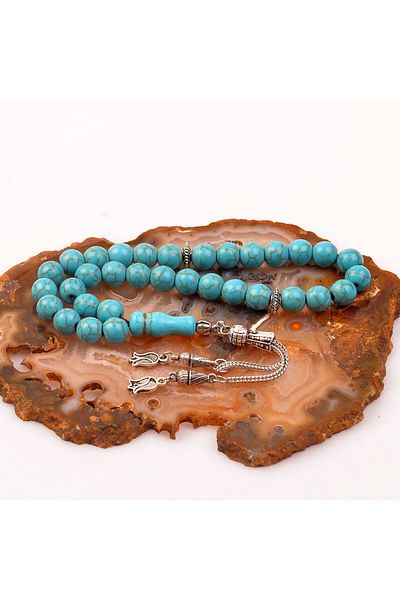Taş Sandığı Turquoise Stone Rosary (8 Mm) - Press Turquoise