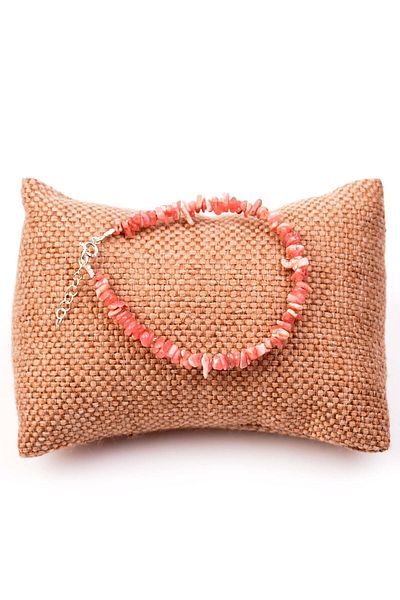 Taş Sandığı Rhodochrosite Stone Silver Bracelet - Unshaped Gems