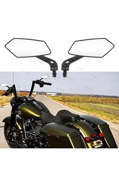 Choice مرايا جانبية دوارة سوداء للدراجات النارية (قطعتان) مرايا رؤية خلفية عا...