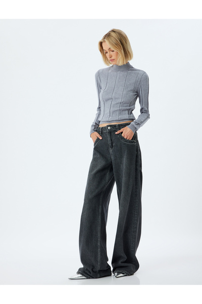 Koton Πλεκτό πουλόβερ με υφή με γιακά