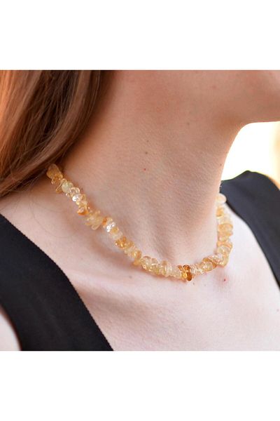 Taş Sandığı Citrine Stone Unshaped Necklace - Money Stone