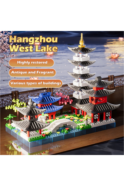 Choice 688pcs China-Chic Building Block Toys Hangzhou West Lake Scene Building Model Ornaments Micro partic