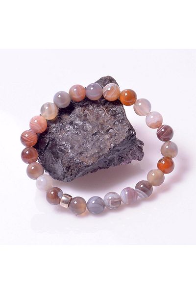 Taş Sandığı 8 Mm Botswana Agate Stone Bracelet