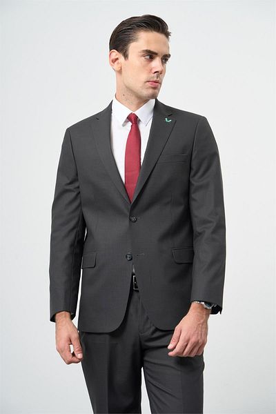 İmza Dark Anthracite 6 Drop Comfort Fit Woolen Lycra Classic Suit 1001235904