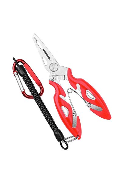 BAUER Balıkçı Pensesi Ve Yaylı Karabinalı Askı Aparatı - Kırmızı (KİTLENEBİLİR MODEL)